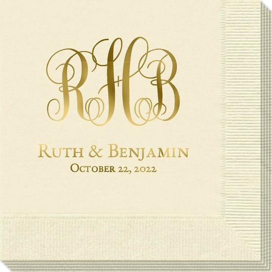 Fancy Script Monogram with Text Napkins